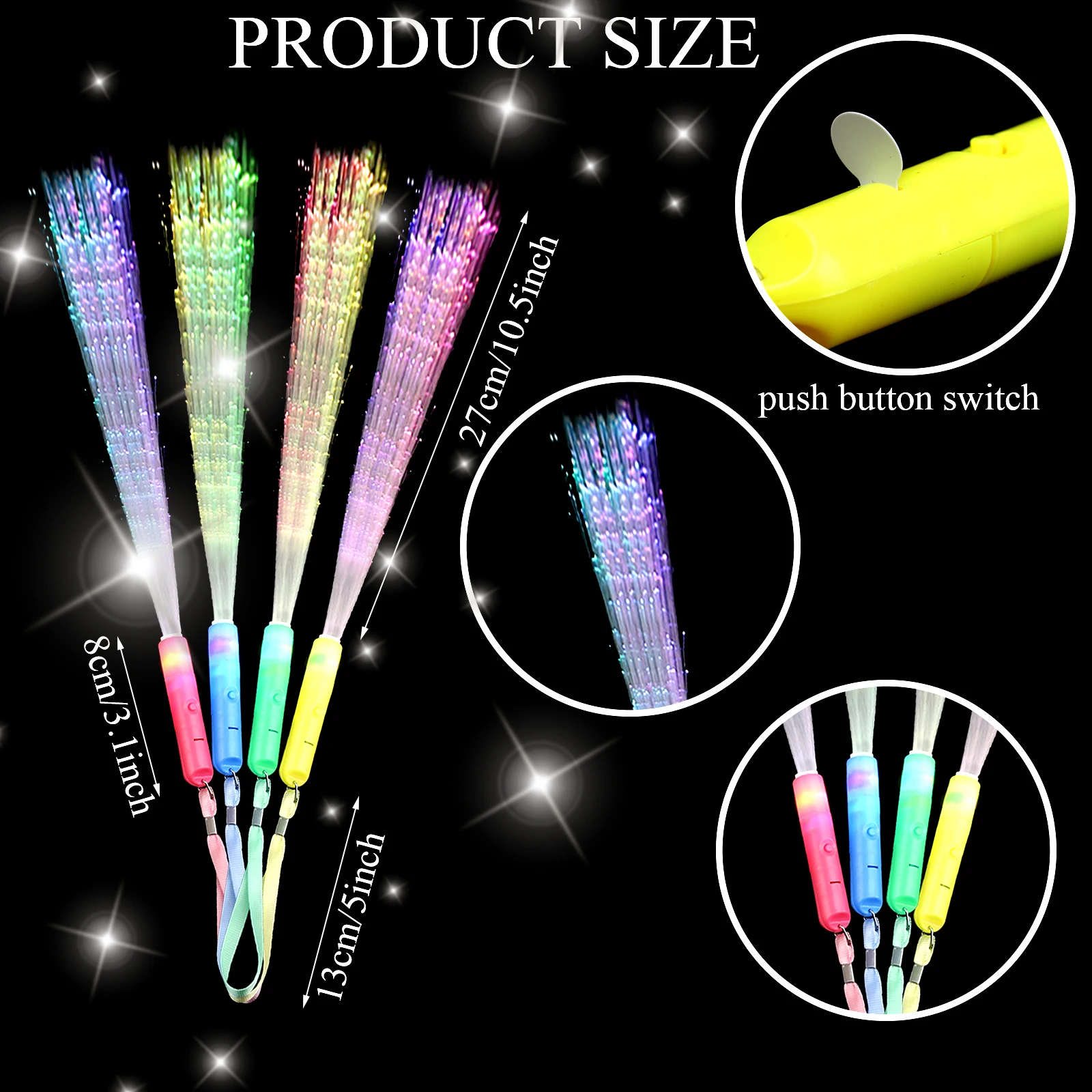 

10 Pcs Glow Sticks Party Supplies Includes Light up Fiber Optic Wands Glow Stick