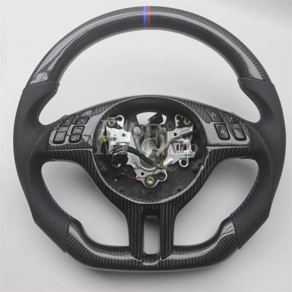 

Replacement Real Carbon Fiber Steering Wheel with Leather for BMW E46 3 Series 1997-2006