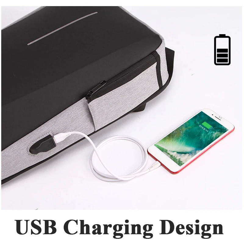 Men's Reflective Strip Multifunctional Backpack USB Charging Large Capacity 15.6 Inch Laptop Travel Bag Black Business Backpack