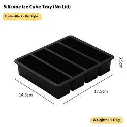 Large Silicone Ice Cube Tray with Lid for Easy Release - Perfect for Whiskey and Home Bar Use (Black)