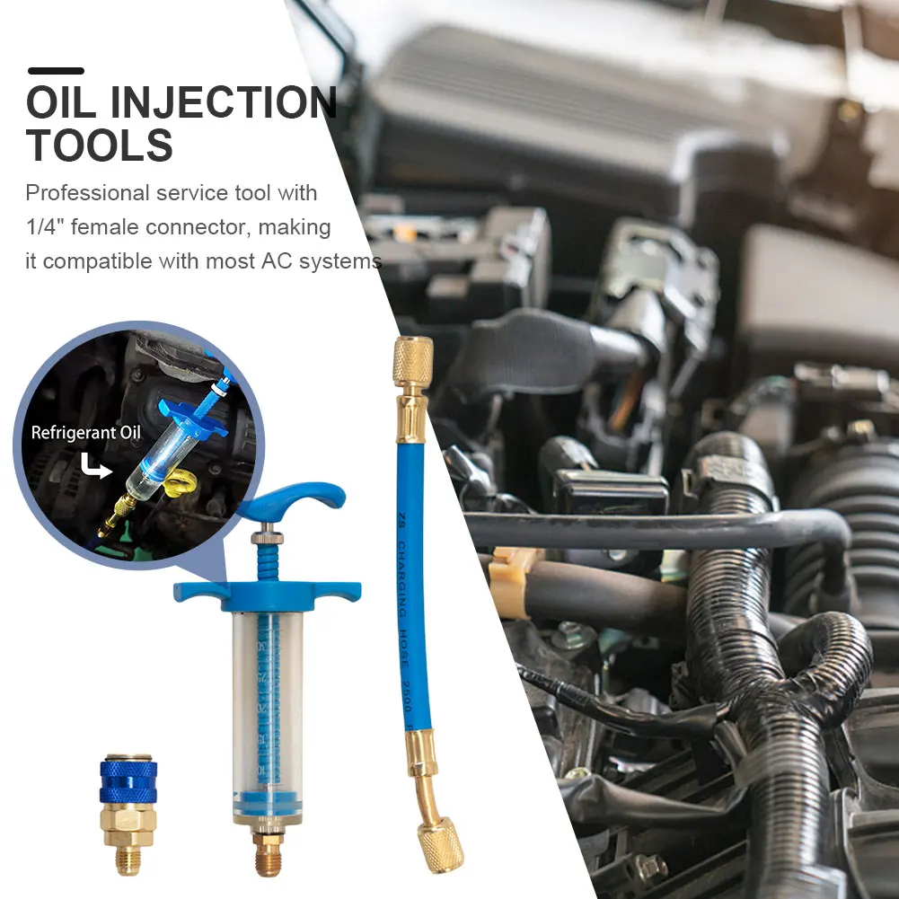 R12 AC Oil Dye Injector, R134A R12 2oz A/C Air Conditioning Injection Tool Quick Coupler Refrigerant Oil And Dye Injector Tool Female 14 Sae X Male 14 Sae Knob Type B08j6rlswr