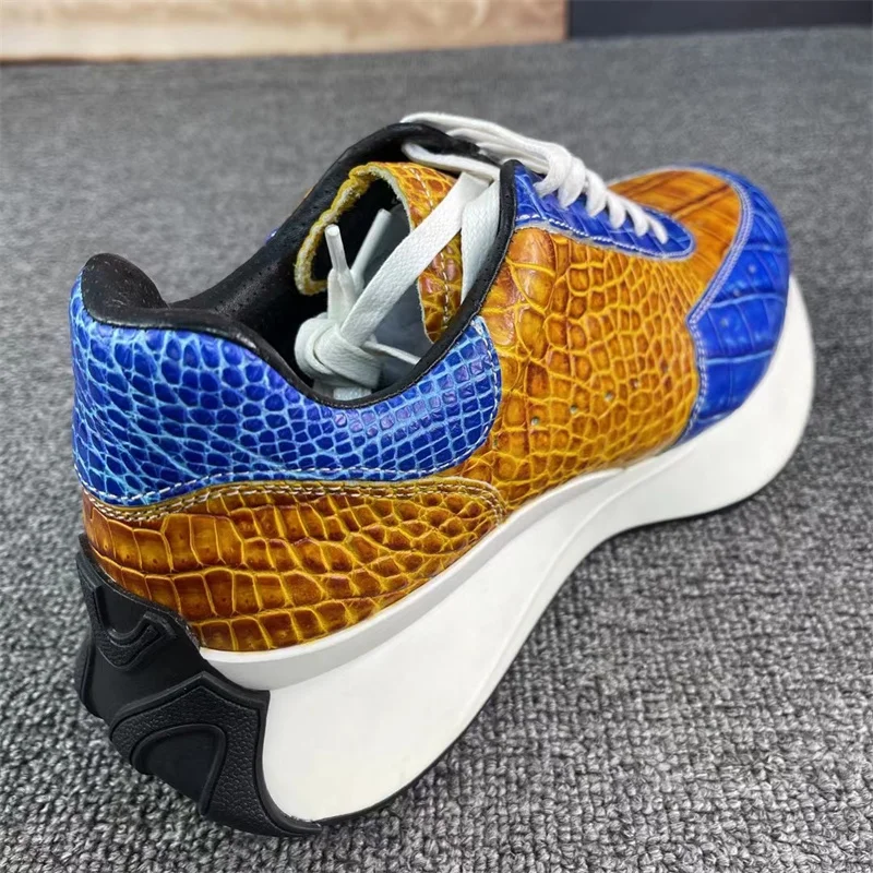 BLUE /YELLOW Double Side Genuine Alligator Crocodile Leather