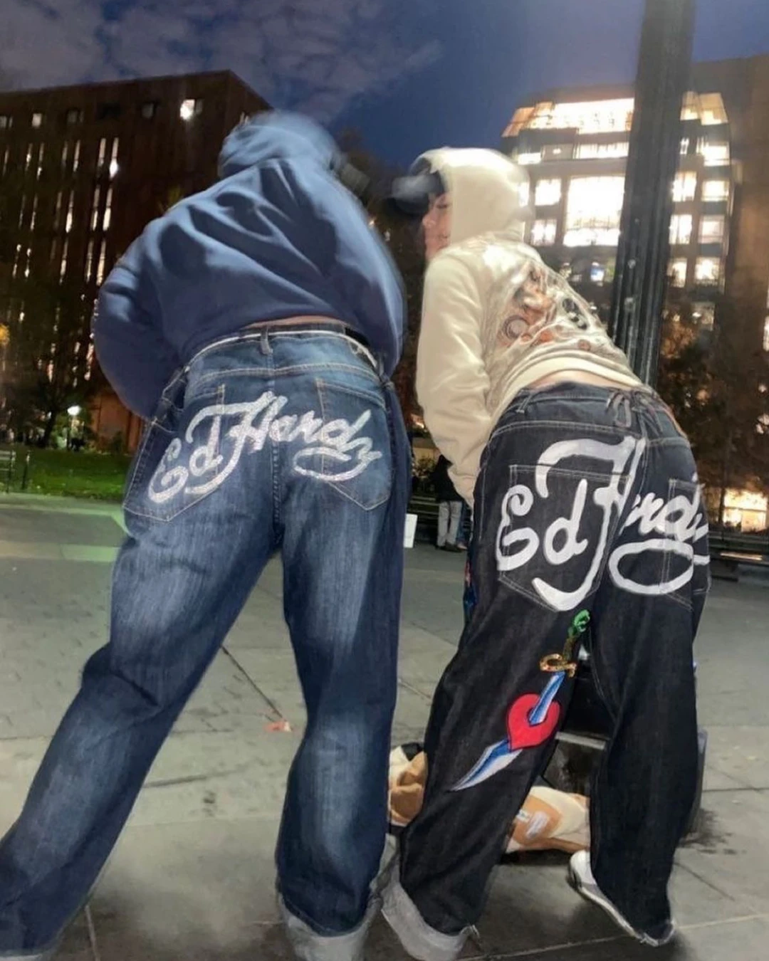 New Hip hop Letter Print Jeans Female Straight Loose Wide Leg Pants