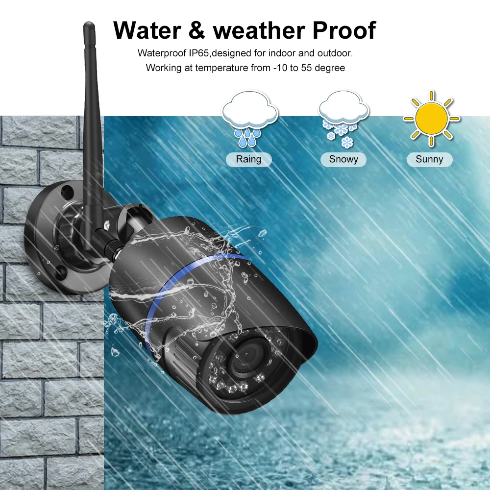 Gadinan 2.8mm Wifi 5MP Bullet Waterproof Camera 24pcs IR LED With Recording Sound IP Camera Motion Detection ABS Plastic iCSee 5