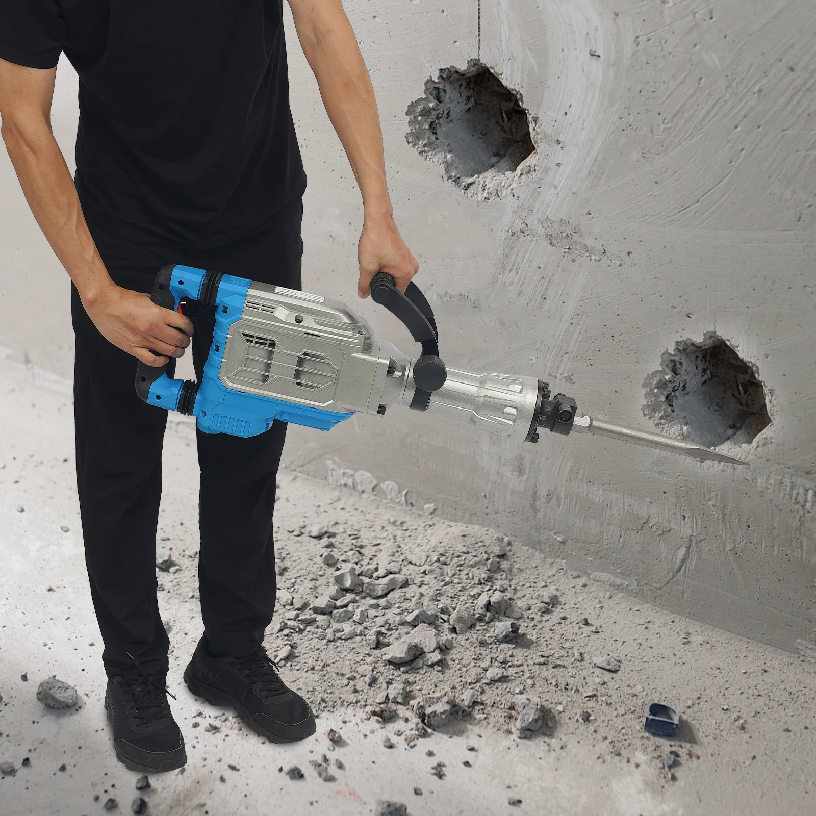 1700 W Bohrhammer, Betonbrecher, robuste Abbruchhammer, leistungsstarke elektrische Bohrmaschine 220 V mit 2 Meißelbits – Detail 10
