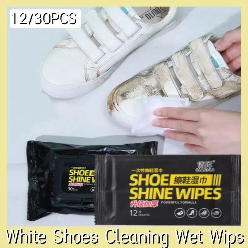 Shoe Cleaner 12/30PCS Sneaker Cleaning Wipes Portable Disposable Quick Cleaning Wet Wipes White Shoes