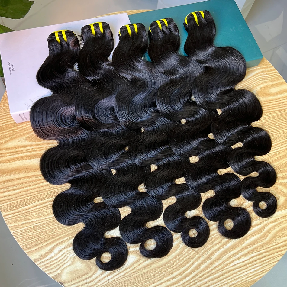Yiwigs 10A Grade Body Wave Thick Sew In Human Hair Bundles 10-30 inches Black 3 Bundle Deals Raw Hair Weave Extensions
