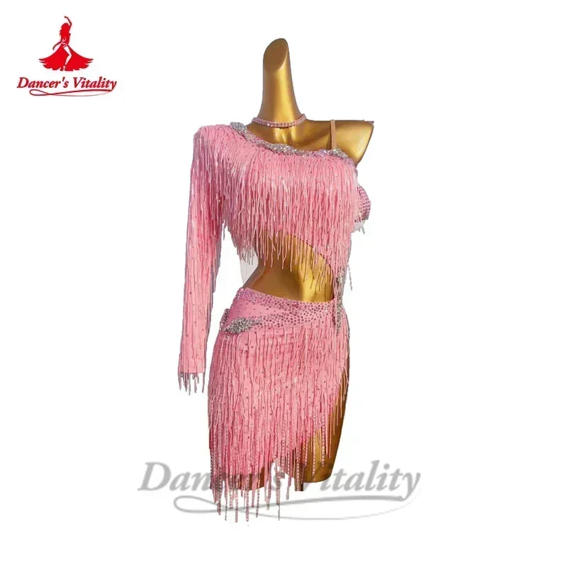 Latin Dance Performance Drss for Women Customsized Rumba Chacha Tango Velvet Flowers Professional Clothing Child Latin Dresses main image 0