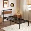 Twin Bed Frames with Mahogany Wood Headboard, 14 Inch Twin Bed Frame No Box Spring Needed Support Up to 2500 lbs, Noise Free 6