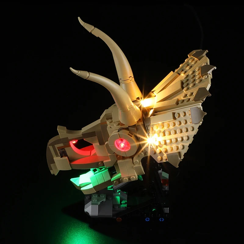 레고 76969 공룡 화석용 DIY LED 조명 키트: 트리케라톱스 해골(LED 조명만 해당, 블록 모델 제외)