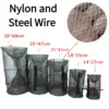 1Pcs Collapsible Steel Wire Nylon Net Fish Cage Mesh Fine Trap For Crab Shrimp And Crayfish Fishing Tackle Outdoor Enthusiasts