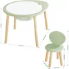 Kids Table and Chairs Set, Kids Wooden Play Table with 2 Chairs, Kids Round Table for Toddlers, Suitable for Bedroom, Playroom 2