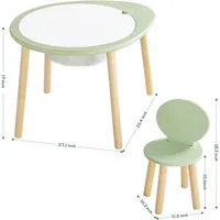Kids Table and Chairs Set, Kids Wooden Play Table with 2 Chairs, Kids Round Table for Toddlers, Suitable for Bedroom, Playroom 2