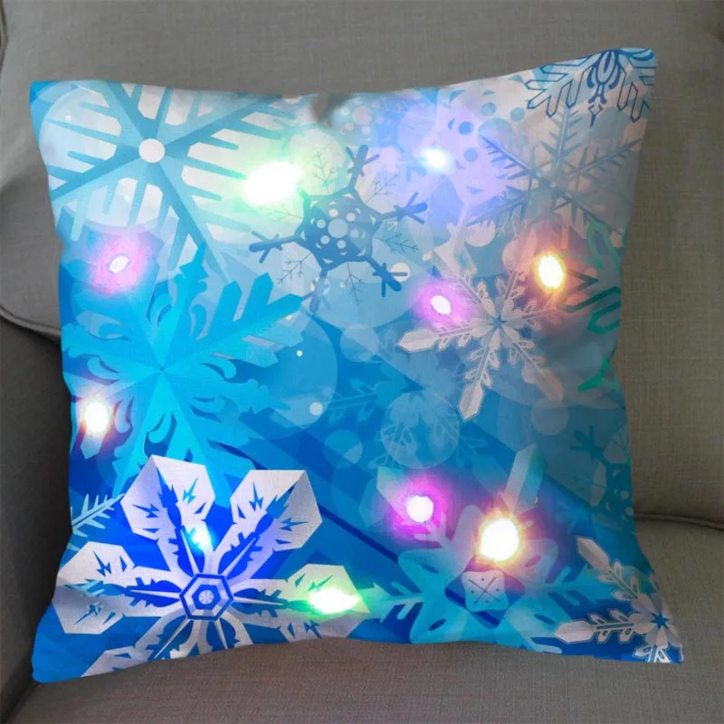 

New Luminous Christmas Light Pillow LED Light Pillowcase Super Soft Short Plush Pillowcase Home Decor 45cm