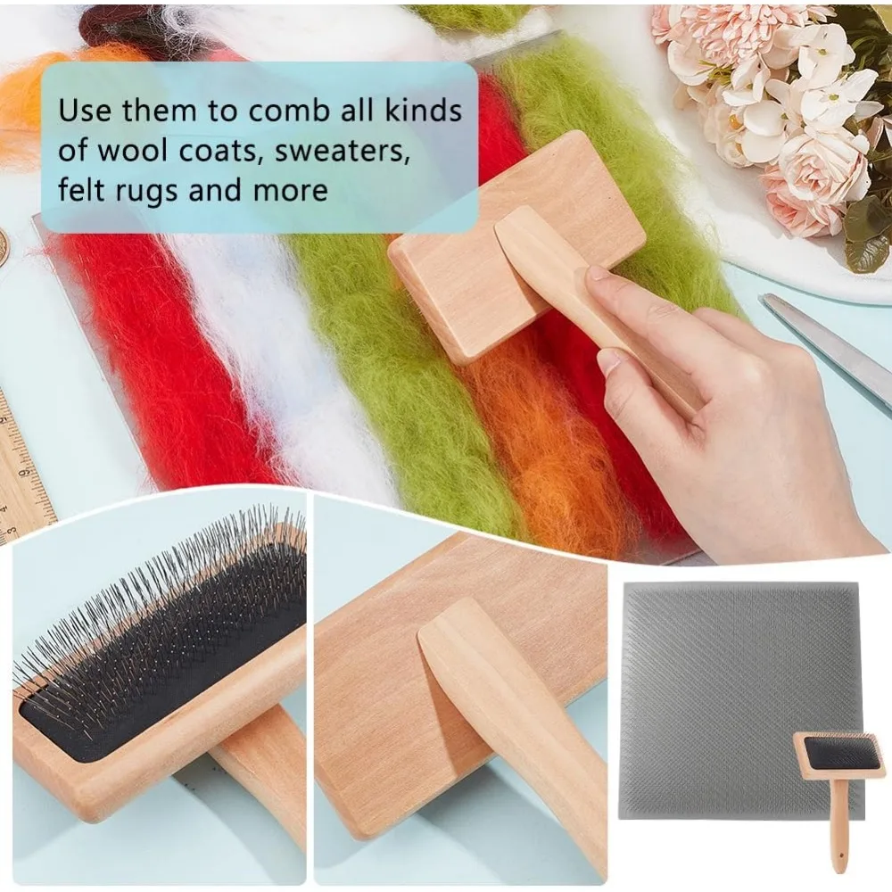 Carding Brush Set 9.9x9.9 Inch Rubber & Gauze Blending Board with Wool Brush Wool Needle Felting Tools for Felt Making Craft DIY needle felting kit,wool felting kit,needle felting painting kit