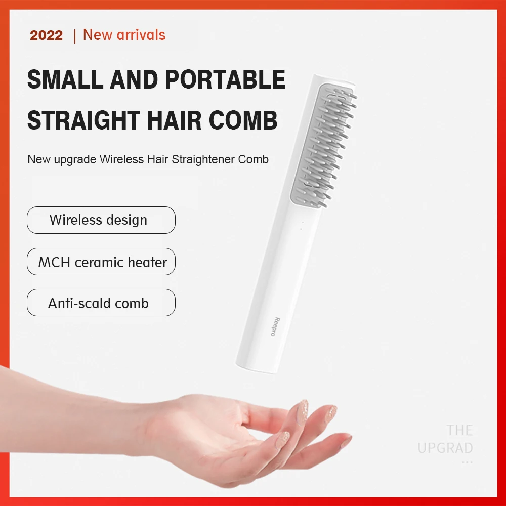 Portable Wireless Hair Heating Comb 2 In 1 USB Cordless Mini Hair Straightener and Curler Wavy-Hair Styling Salon Styling Tool
