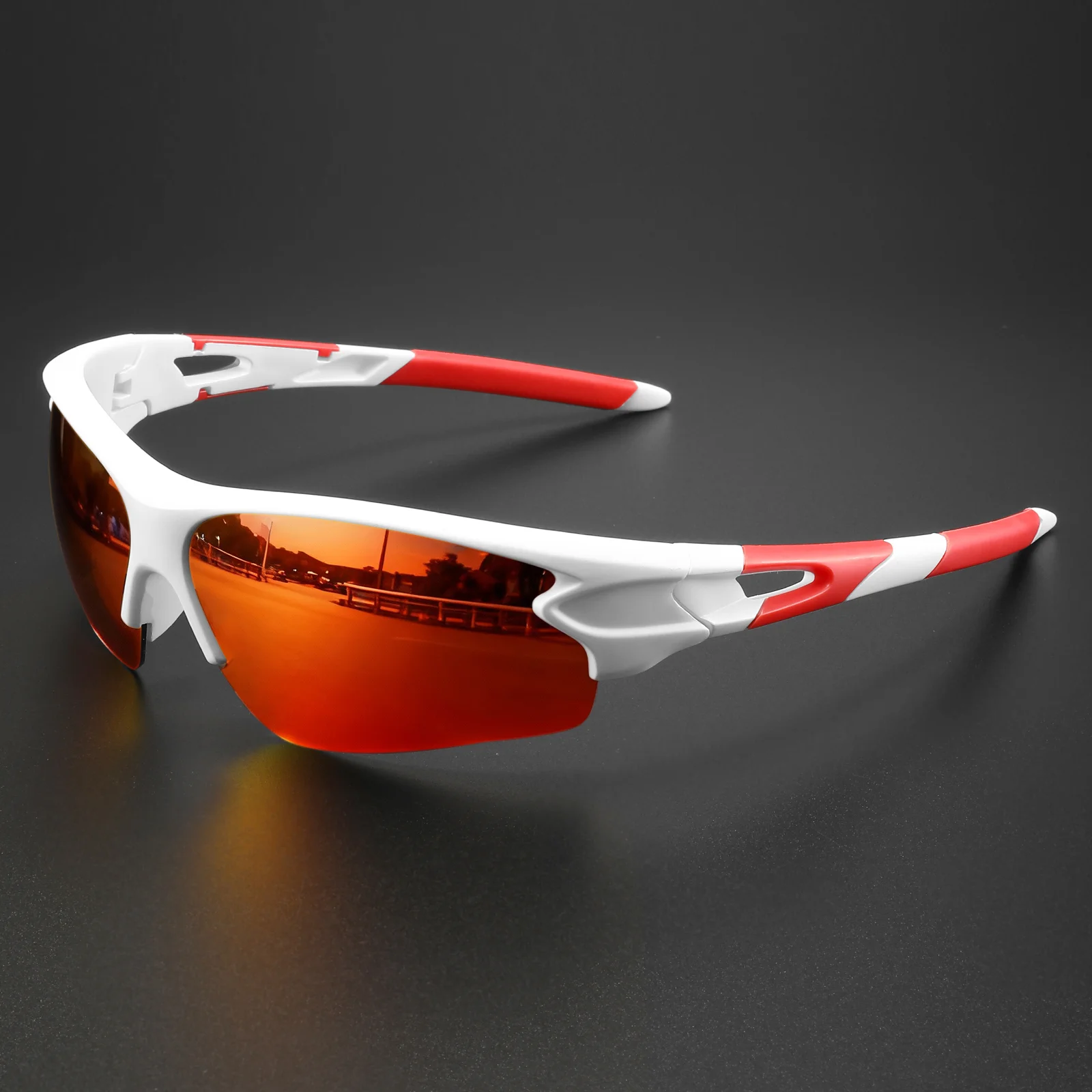 Klassische, farbenfrohe Sport-Sonnenbrille – umlaufendes Design, bequeme Unisex-Passform für Radfahren, Laufen, Wandern und Outdoor – Detail 8