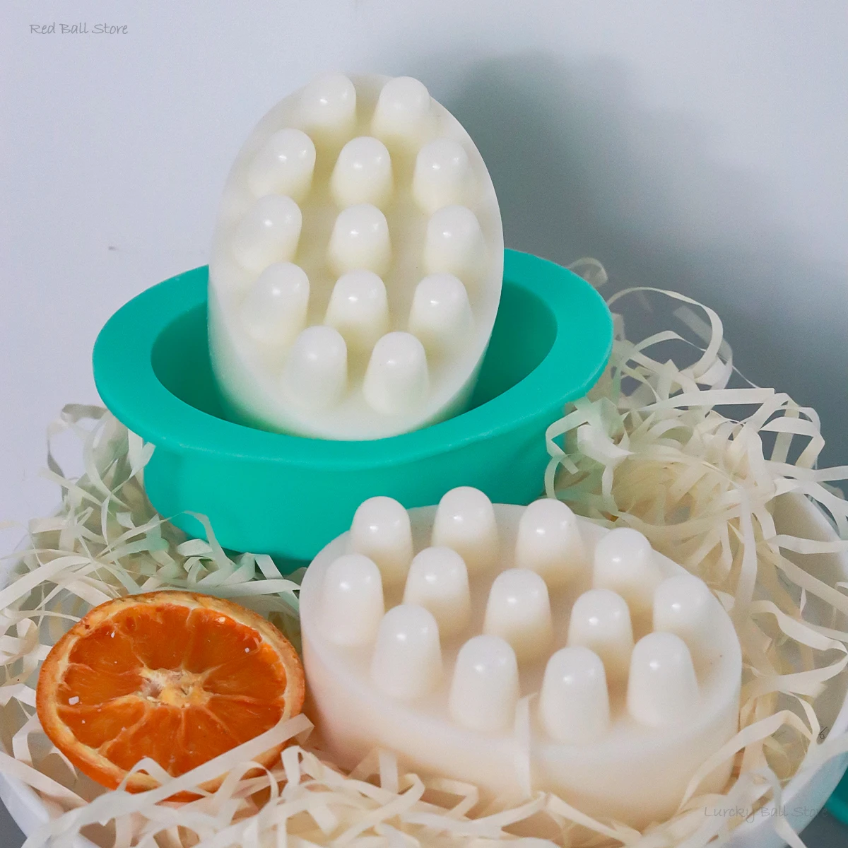 3Holes Massage Silicone Soap Mold DIY Oval Candle Resin Cement Mould 3D Spa Massage Therapy Soap Making Tool Set