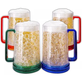 Tazze di ghiaccio per congelatore gel freddo a doppia parete Tazza di birra con manici Bicchieri da whisky trasparenti per bicchieri da bar all'aperto 1