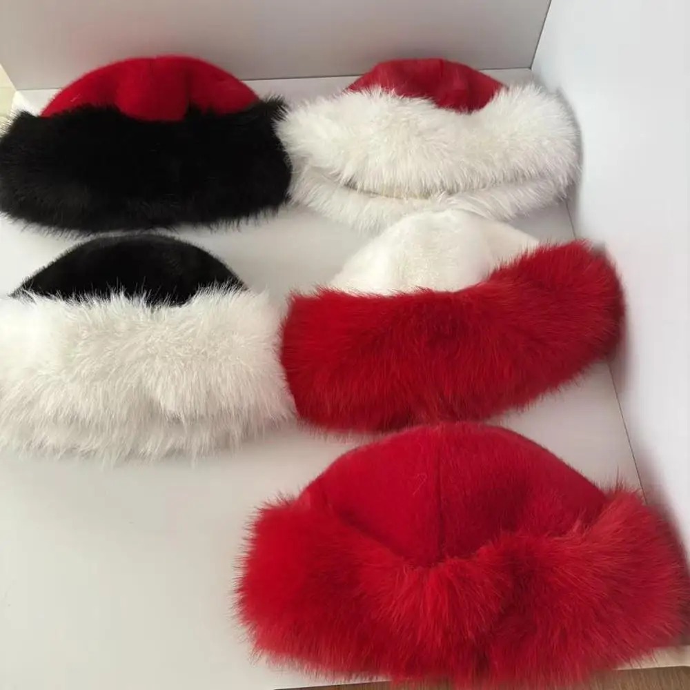 Winter Warm Christmas Hat Thicken Plus Velvet Snow Ski Cap Fluffy Windproof Beanie Hat Christmas Photo Props Accessories Gifts