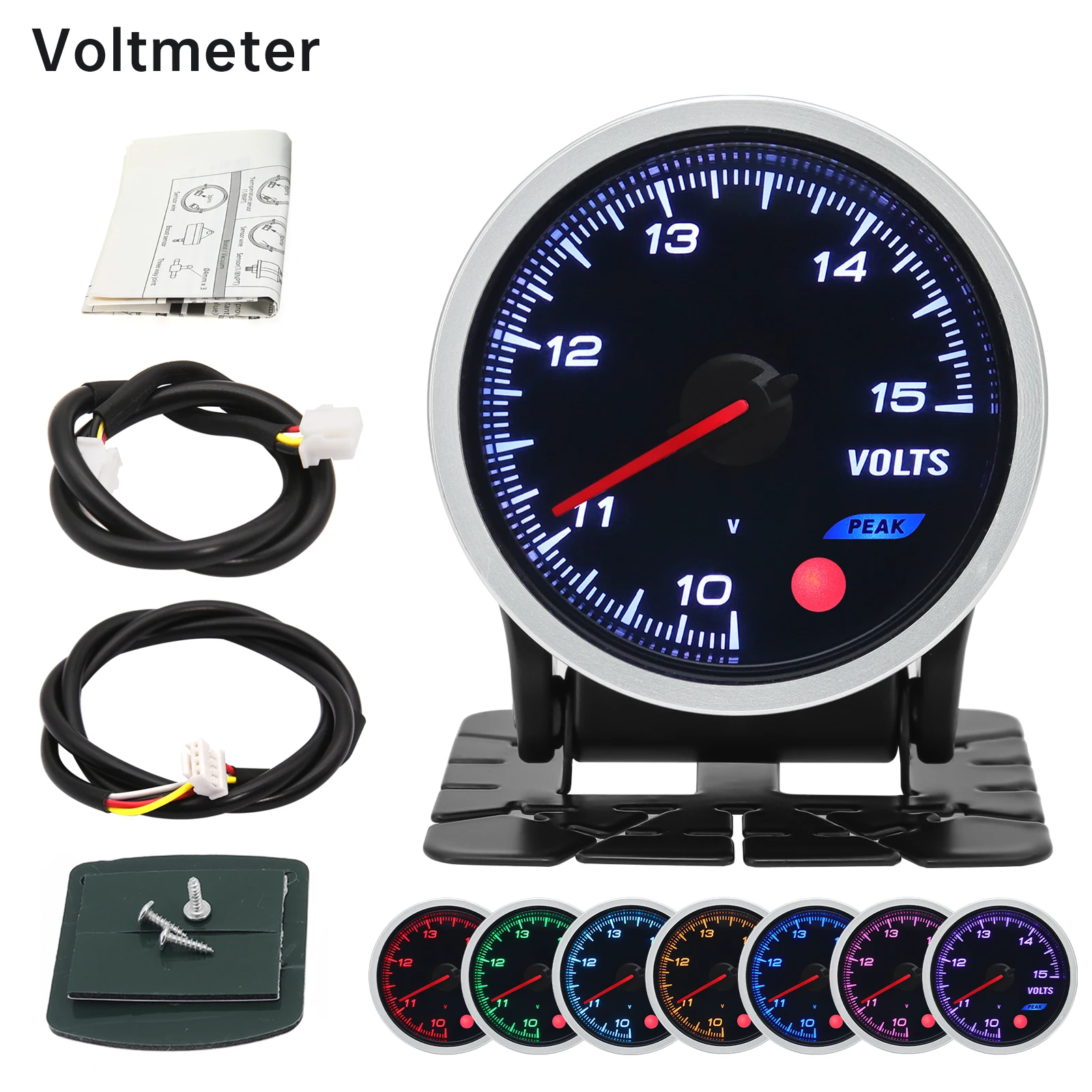 8-Color Backlit Universal Turbo Pressure Gauge - Fuel, Oil, Temp Reading, 52mm, 12V
