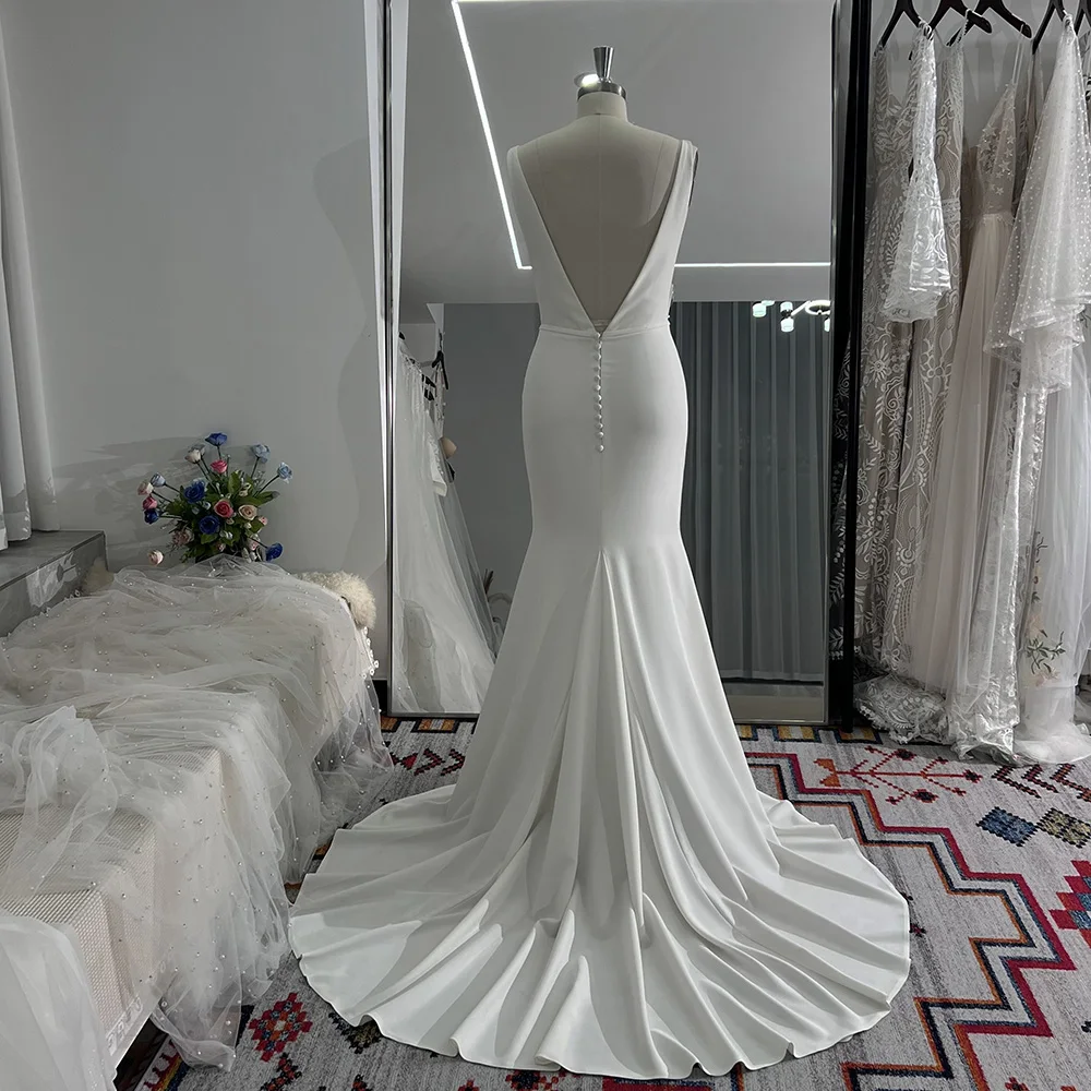 Mryarce-vestidos de novia de crepé, sencillos, elegantes y sexis