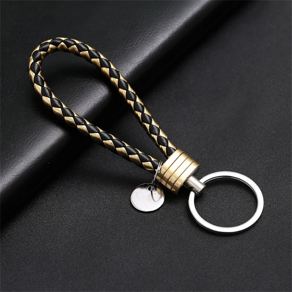 Braided PU Leather Wristlet Keychain Strap - Stylish Accessory