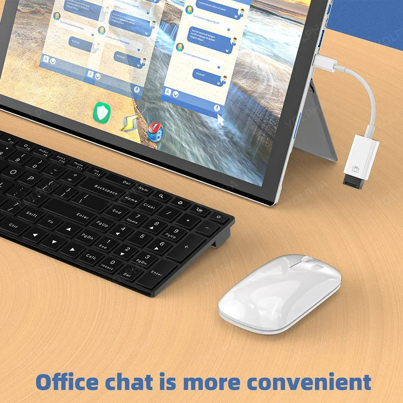 2-in-1 유형 C OTG 어댑터 C-USB(충전 포트 포함) 변환기는 iPhone15와 호환되는 마우스 USB 플래시 드라이브 카메라를 연결합니다.
