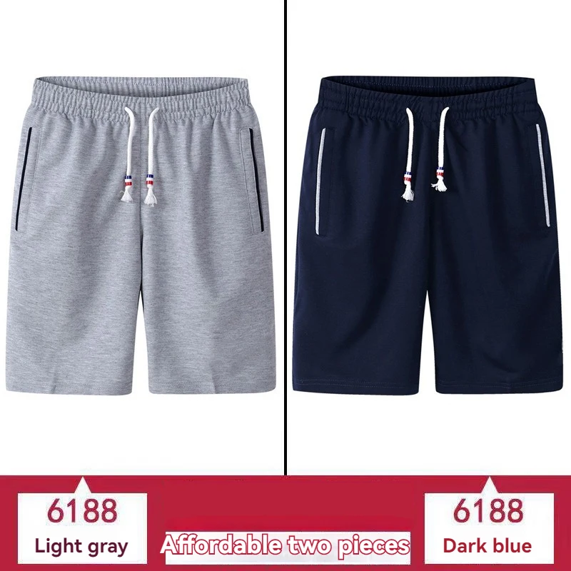 Men Sports Shorts Summer Cotton Silk Pentagonal Thin Sweat Absorbing Quick Drying Casual 2PCS