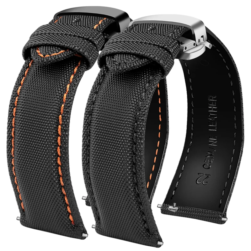 Vibrant Multi-Color Unisex Canvas Watch Band Bracelet - Blue, Orange, Black, Red Lines