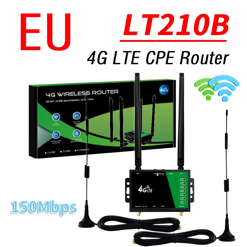 4G Wireless Router with SIM Card Slot 4 Antennas 4G LTE CPE Router 150Mbps Firewall Protection Modem Router for Home Office