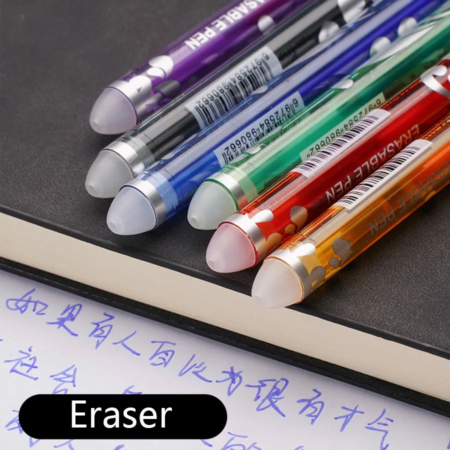 36pcs/set 6 Colors Neutral Erasable Pen,Blue/black/red/green/orange/purple Ink Writing Gel Pens Washable HandleSchool Stationery