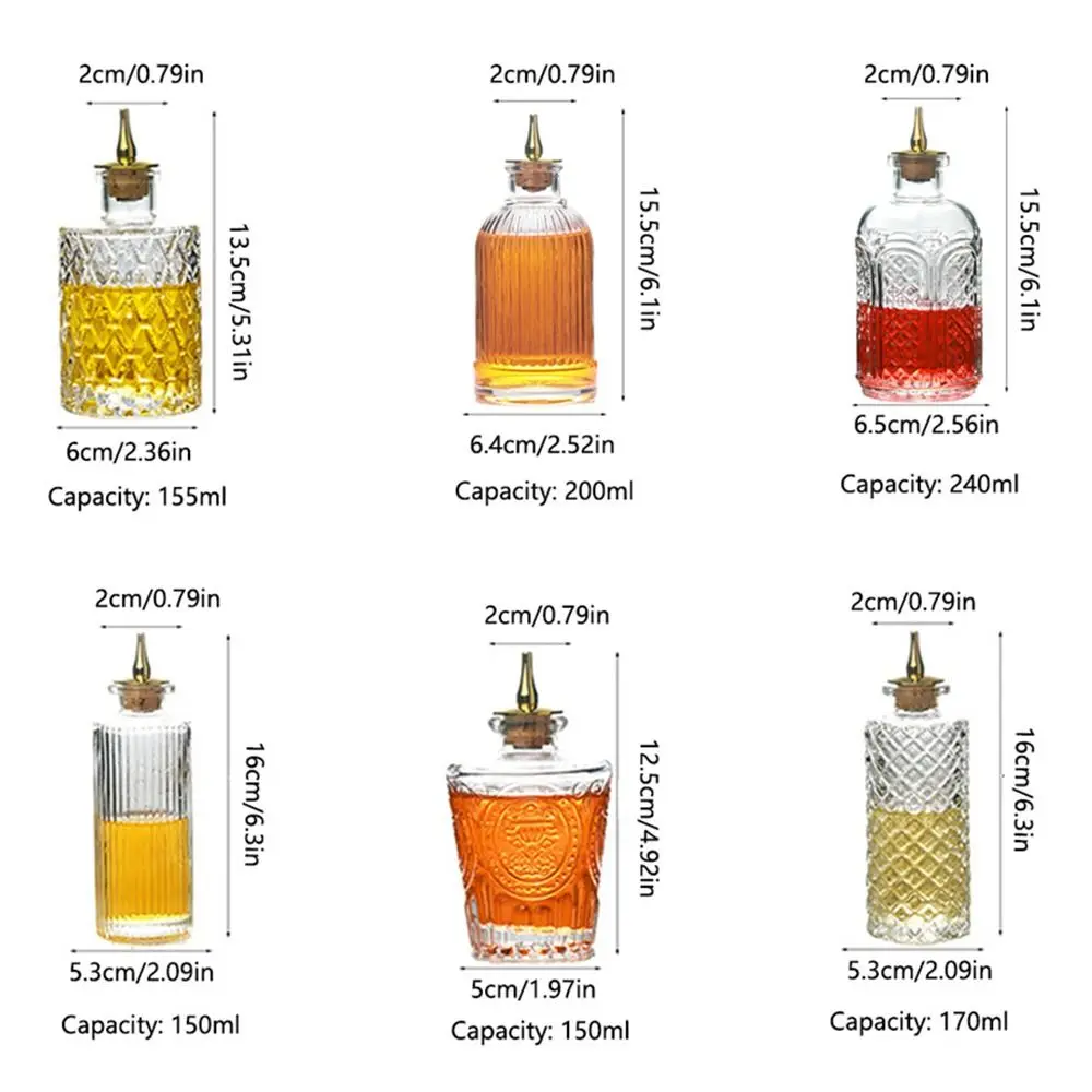 Vintage Bottle of Bitters Japanese-style Glass Via Bitter Dispenser Bottle Multi-function Sealing Bartender Bottle Party