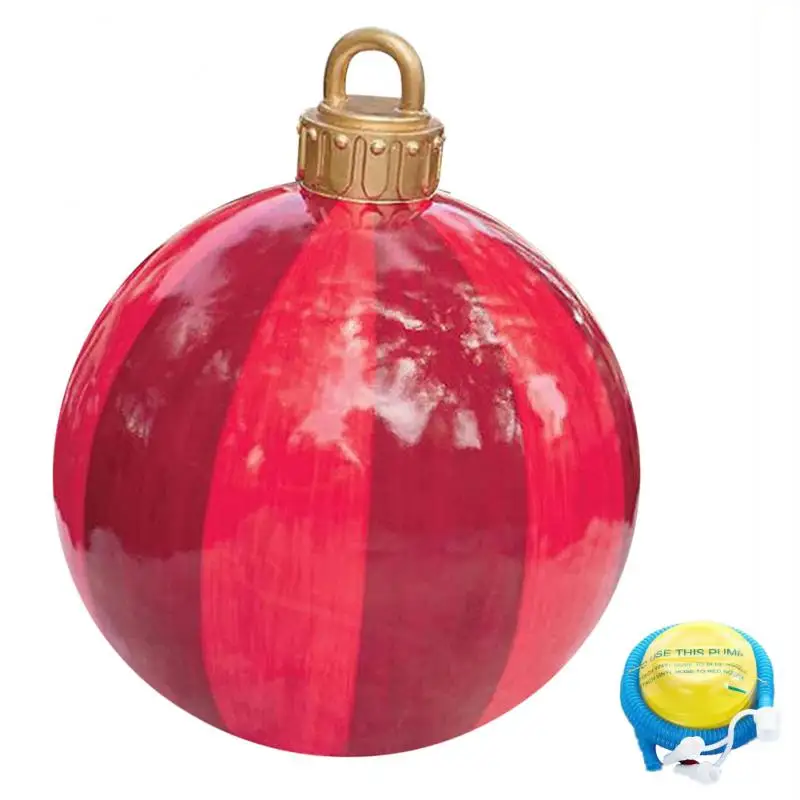 thumbnail image 1 of Bola inflable navideña para exteriores de 60 cm, decorada, de PVC, gigante, grande, para decorar árboles de Navidad, juguete sin luz, 1 of 5