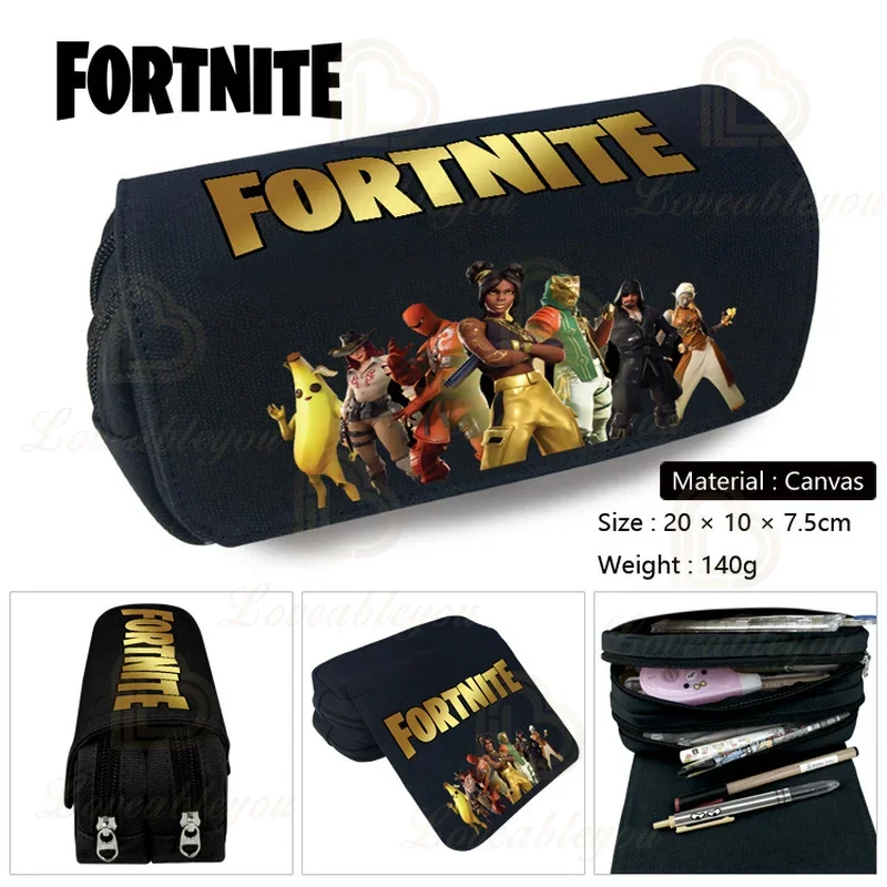 Fortnite Trousse Large Capacity Waterproof Velcro Pencil Case Student Black Estuche Stationery School Pennenzak Supplies