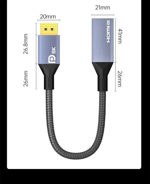 Adaptateur Displayport 8K vers HDMI DP1.4 (Source) vers HDMI 2.1