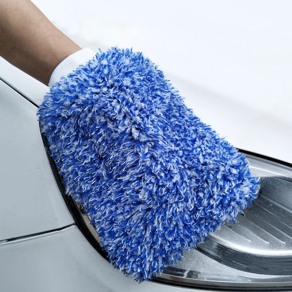 Auto Wash Soft Absorbancy Glove High Density Ultra Soft Microfiber Auto Detailing Sponge Plush Glove Car Cleaning Towel