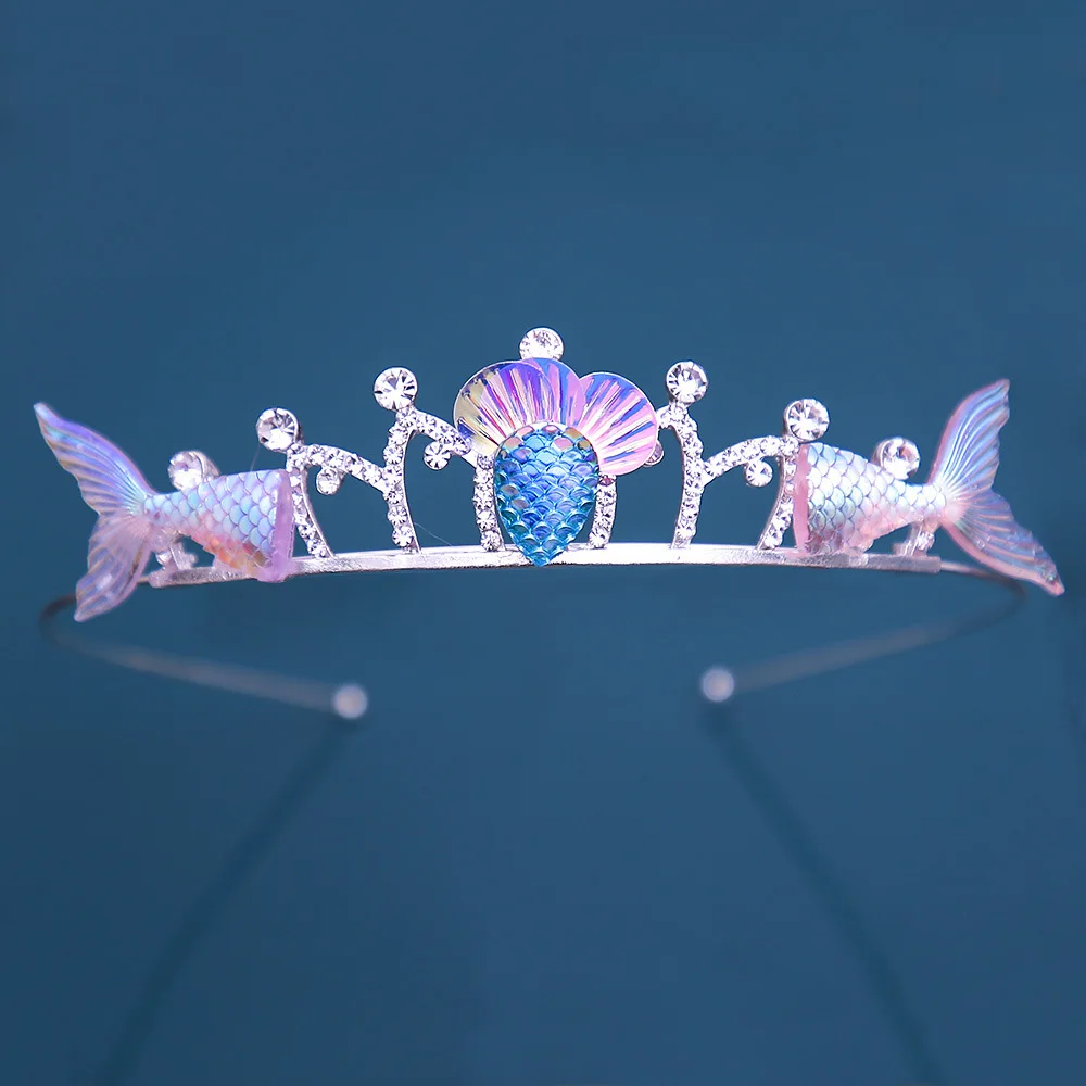 Little Mermaid Starfish shell Crown Mermaid Tail Headdress Beach Party Hat Children's Birthday Party Decoration hair accessories