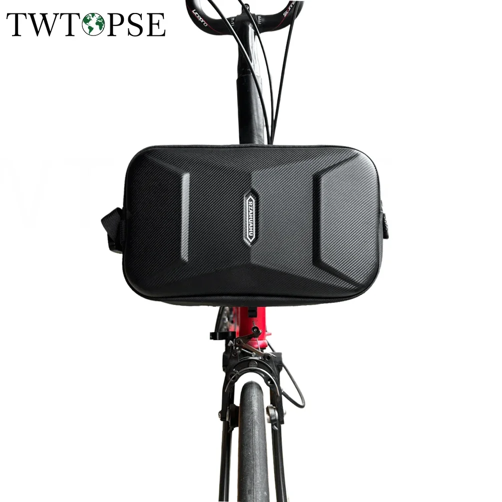TWTOPSE Borsa anteriore per bicicletta con guscio rigido per bici pieghevole Brompton Manubrio ABC con supporto in metallo per strumento portafoglio per telefono cellulare