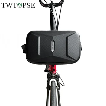 TWTOPSE Borsa anteriore per bicicletta con guscio rigido per bici pieghevole Brompton Manubrio ABC con supporto in metallo per strumento portafoglio per telefono cellulare