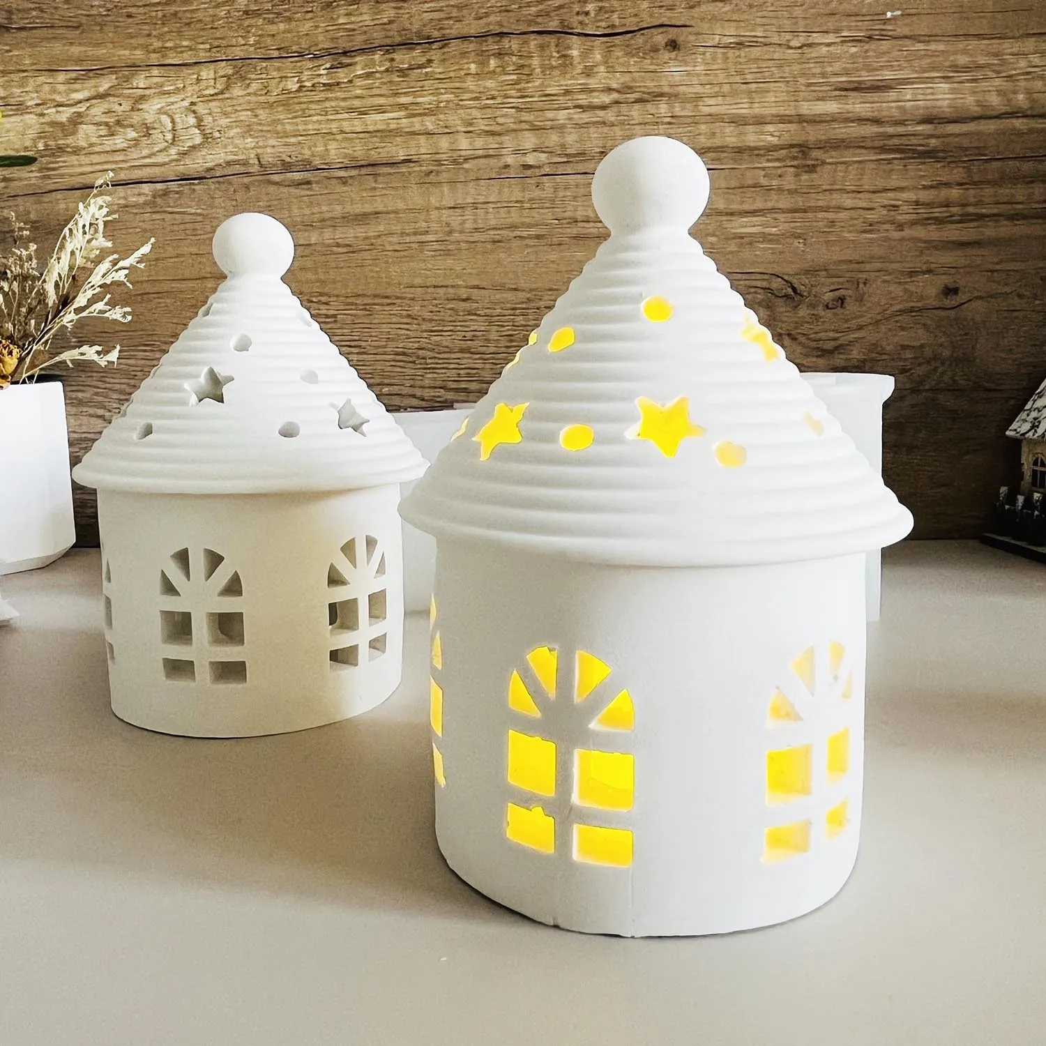 DIY Yurt House Silicone Mould Starry Sky Dome Tealight House Mold Lantern Houses Gypsum Mold Hollow Castle Storage Box molds