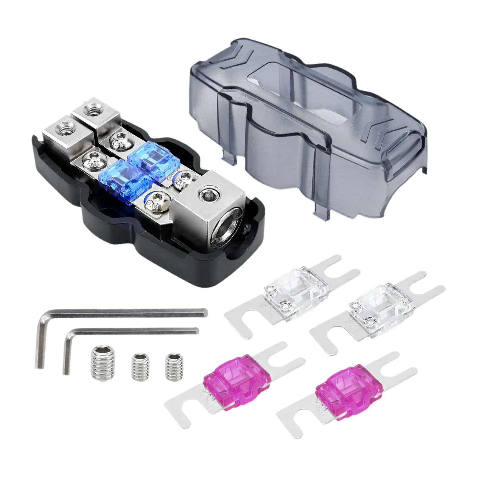 Fused Distribution Block 1 in 2 Out Output 2x 4/8 60A 80A 100A Portable Accessories Fuse Holder for Cars Rvs Yachts Ships Fused Distribution Block 1 in 2 Out Output 2x 4/8 60A 80A 100A Portable Accessories Fuse Holder for Cars Rvs Yachts Ships