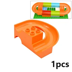 Large Building Block Marble Race Track Set with Slide and Funnel Pieces (U High Low Track 02)
