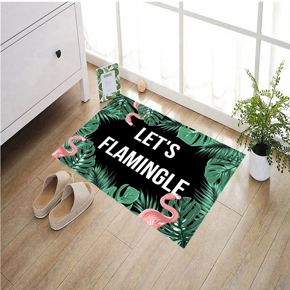 Let's Flamingle Doormat Rubber Bathroom Kitchen Mat Garden Garage Door Floor Mat Non-Slip Carpet Entrance Rug