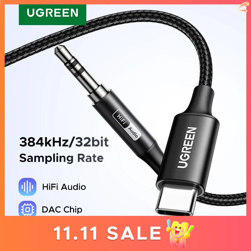  UGREEN DAC USB-C to 3.5mm Adapter Type C 3.5 mm Headphone Male Jack Plug Adapter Car Auxiliary Stereo Cord for iPad Phone 