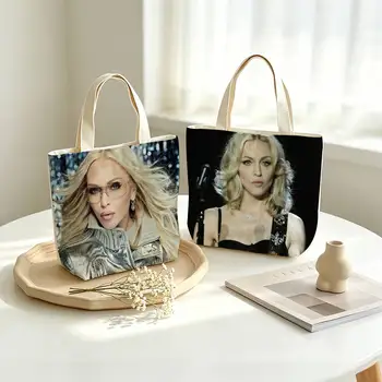 Borsa Tote in Tela Stampata con Motivo Retrò Disco Pop Music M-Madonna Confessions I Feel So Free, Borsa a Spalla per Pendolari e Mamme, Borsa per lo Shopping