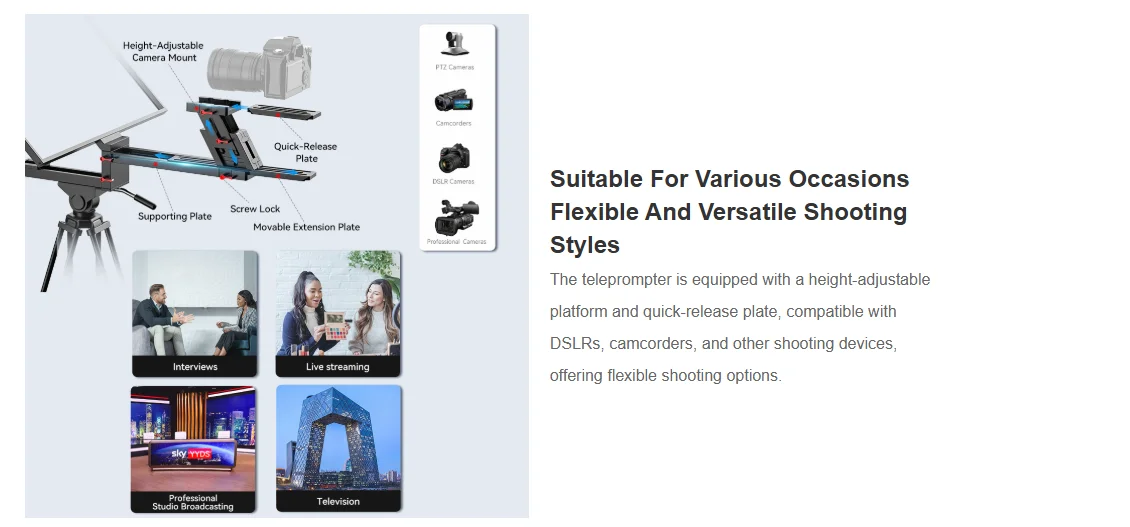 DT20-M Dual-Screen HDMI-compatible/3G-SDI High-Bright Teleprompter (20")
