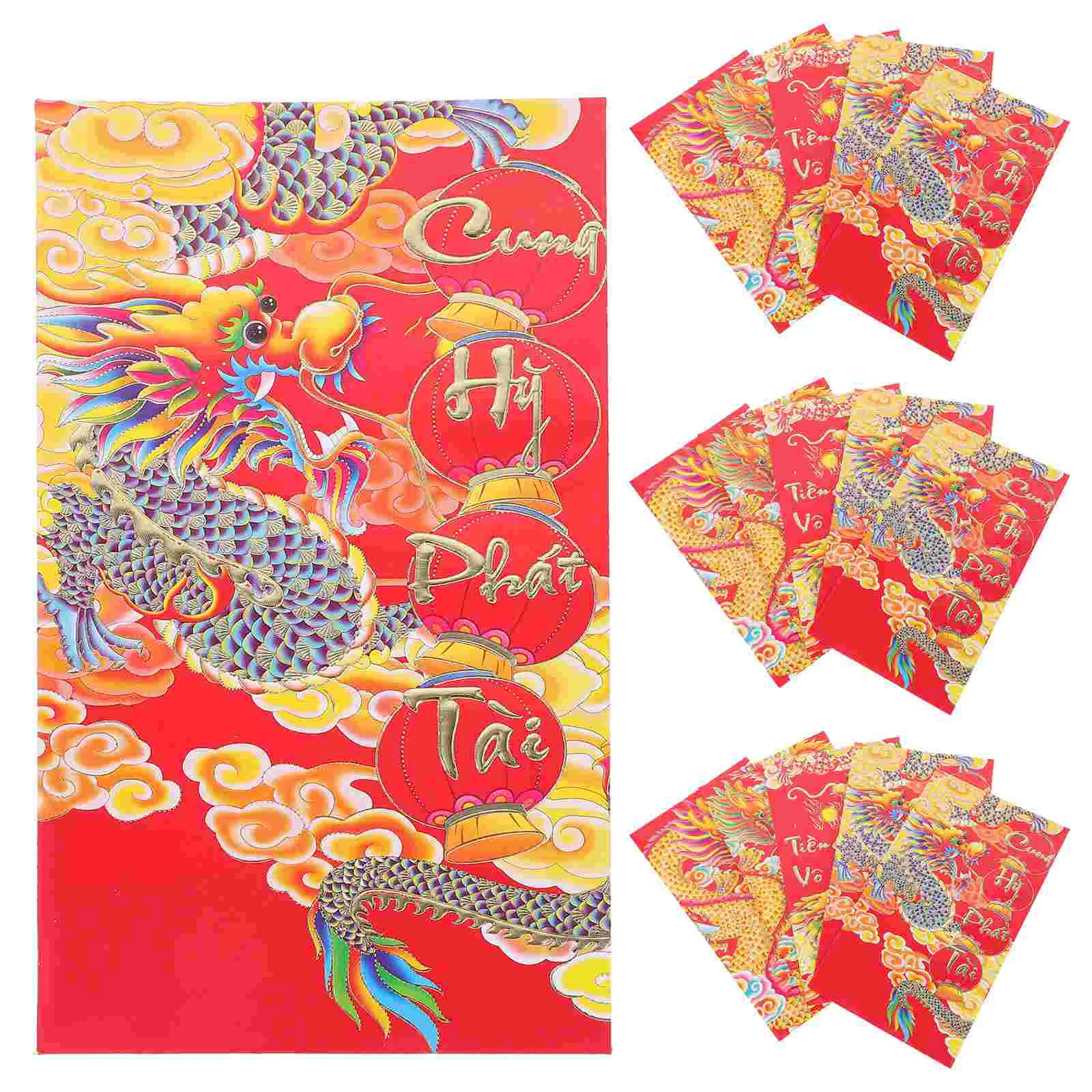 HongBao Chinese Style Red Envelopes New Year Money Packets Lucky Money Bags Red Envelopes Pockets (Mixed Style)