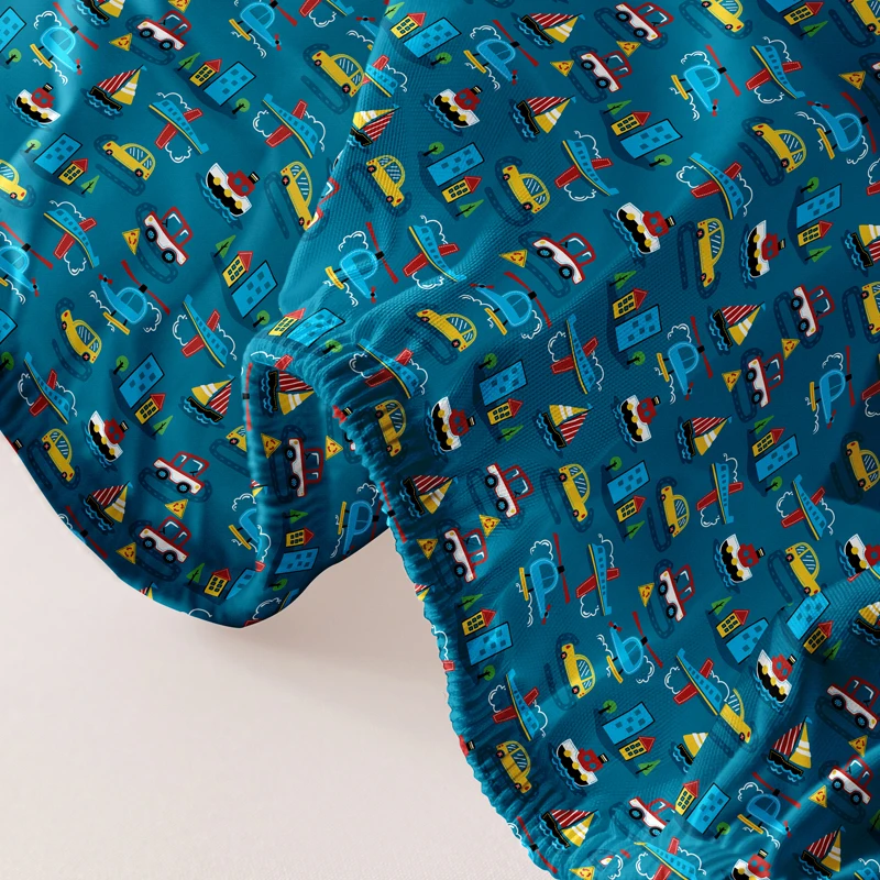 1 Simple Modern Sea Land Air printed matte Fitted Sheet, bedroom printed bed cover, bedding (excluding pillowcases) 5