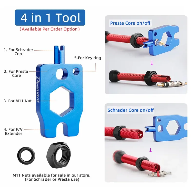Bicycle Tubeless Valve Deemount Road MTB Tubeless Tire Presta Valve 2PCS